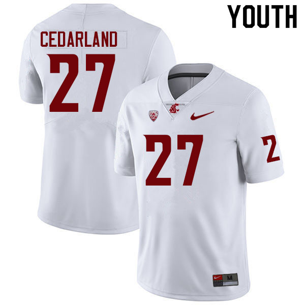Youth #27 Hudson Cedarland Washington State Cougars College Football Jerseys Sale-White - Click Image to Close